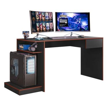 Imagem de Mesa Gamer Dante M02 Preto Fosco/vermelho