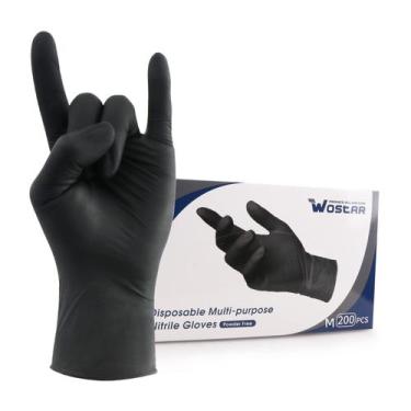 Imagem de Luvas de nitrilo Wostar Black Medium 200 unidades 4mil sem pó