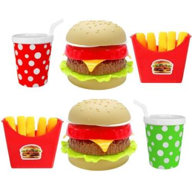 Imagem de Kit Especial 2 Lanches Monta e Desmonta Didático Hambúrguer MC Batatin