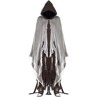 Imagem de Geyoga Halloween Grim Reaper Costume Halloween Scary Cloak Witch Costume Hooded Cape for Adult Cosplay Props(Coffee,XXL)