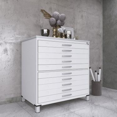 Imagem de Mapoteca 10 Gavetas Map10 120,4cm X 122,3cm Aço Branco