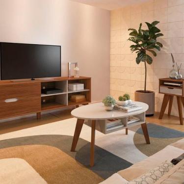 Imagem de Mesa de Centro Diva 2 Nichos - ARTELY, Off White/Cedro