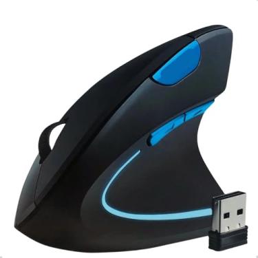 Imagem de Mouse Vertical Sem Fio Ergonômico Recarregável, Conforto para Longas Horas, Conexão 2.4G USB + Bluetooth, Gamer e Profissional, Preto