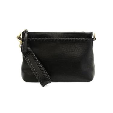Imagem de Joy Susan Bolsa feminina fashion Oakley Whipstitch Topzip Wristlet Crossbody Bolsa de mão, Preto