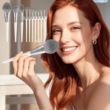 Imagem de Conjunto de pincéis de maquiagem profissionais, cerdas macias, base de mistura de pó, contorno em pó, kit de pincéis sintéticos