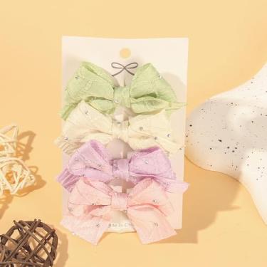 Imagem de 4 peças de laços de cabelo para mulheres com laço de poliéster design de lantejoulas grampos de cabelo verde bege roxo rosa grande acessórios de grampo de cabelo