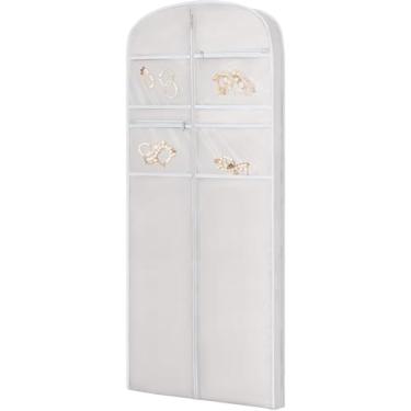 Imagem de Bolsa de roupa de 182 cm para viagem para pendurar roupas armazenamento capa de terno pendurado com zíper e armazenamento de acessórios para casacos, vestidos, ternos