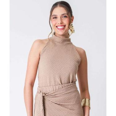 Imagem de Blusa Feminina Halter Neck Gola Alta Marisa Bege-65044, Bege, P