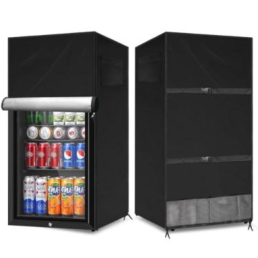 Imagem de COITEK Capa de geladeira externa, mini congelador vertical à prova d'água, capa de proteção para refrigerador de cerveja para bebida para a maioria dos mini freezers compactos cúbicos 3.0 (preto, 58,4