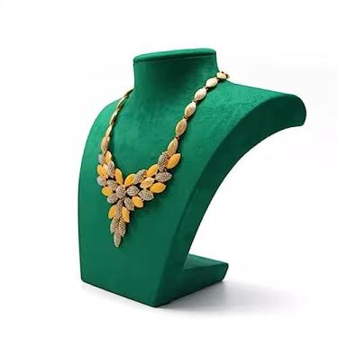 Imagem de Suporte de joias colar de veludo exibição de joias suporte de busto tridimensional independente corrente pingente gargantilhas organizador de armazenamento - exibição de joias verdes (tamanho: 21 cm)