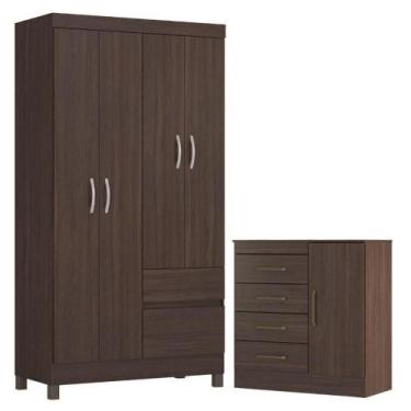 Imagem de Guarda Roupa Solteiro Lótus Com Cômoda Montevidéu Café Touch -demóbile