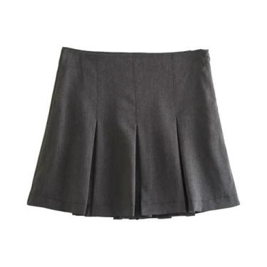 Imagem de Saias Mini Plissadas Vintage Femininas Com Babados Casuais Para Primav