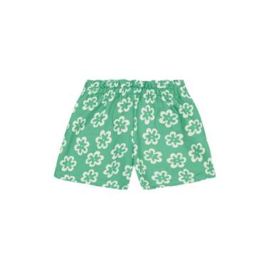 Imagem de Shorts infantil menina em moletinho florido Brandili -Verde, Verde, 8