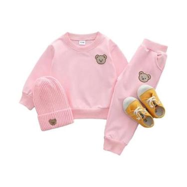 Imagem de Conjunto De Calças De Manga Longa Com Gola Redonda E Estampa De Urso P