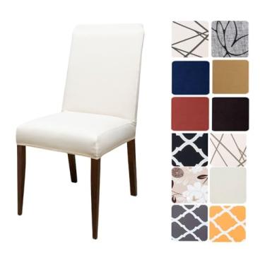 Imagem de Kit 6 Capas Cadeiras De Jantar Spandex Importado Elástico- Várias Estampas (Off White)