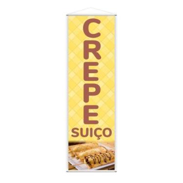 Imagem de Banner Temos Crepe Suíço Fundo Amarelo Comida Lona 100X30Cm - Plimshop