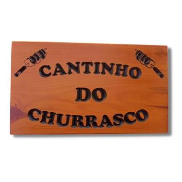 Imagem de Placa Decorativa Madeira Maciça Cantinho Do Churrasco - Tábuas de Carn