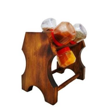 Imagem de / Art & Lar / Porta Tempero de Madeira Potes 120ml Giratório