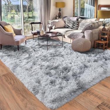 Imagem de Quntue Tapete de área de 22 x 30,5 cm para sala de estar, ultramacio, grande, felpudo para quarto, tapete macio antiderrapante para crianças, meninos, meninas, decoração de casa, estética, cinza claro