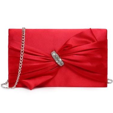 Imagem de Bolsa de noite Dasein Elegant Satin Bow Lap com strass