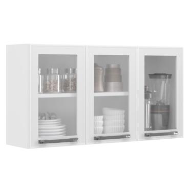 Imagem de Armário Aéreo Triplo Itatiaia Florença Com 3 Portas E 2 Prat Branco