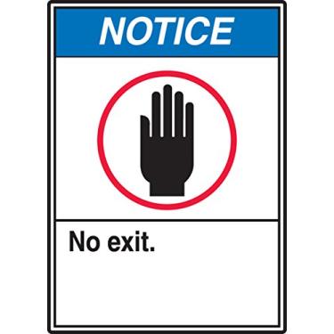 Imagem de Accuform Placa MRDM825VA, legenda "Aviso NO EXIT", 35,5 cm de comprimento x 25,4 cm de largura x 0,12 cm de espessura, alumínio, 35,5 cm x 25,4 cm, vermelho/azul/preto sobre branco
