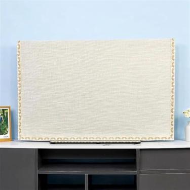 Imagem de Capa De Tv à Prova De Poeira Lcd, 21-86 Polegadas Design De Capa Traseira All-inclusive Película Protetora Universal Respirável Para Uso Interno, Linen Beige, 97 * 58cm