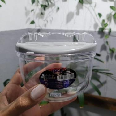 Imagem de Saleiro de Parede Acrílico Transparente com Tampa Plástica – Porta Sal Resistente para Cozinha, Fixação na Parede, Fácil Limpeza e Durável (Cinza)