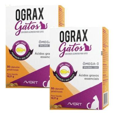 Imagem de 2 Ograx Gatos C/30 Cápsulas Avert Omega 3 Epa + Dha 