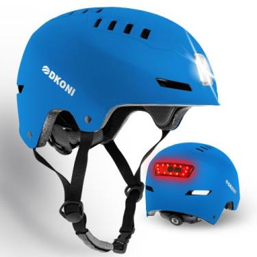 Imagem de Capacete de bicicleta DKONI Smart com LED recarregável USB azul claro