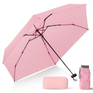 Imagem de Guarda-chuva de viagem LEAGERA Compact com estojo rosa leve