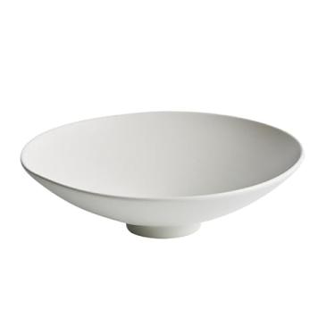 Imagem de URGDWEKJY Bandeja de jantar redonda de cerâmica tigela de macarrão ramen bacia de sopa prato de vegetais hotel restaurante talheres lanche sobremesas bandeja prato de jantar (A 25,4 cm)