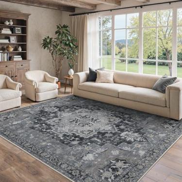 Imagem de BESBLEE Tapetes de área de 20 x 25 cm para sala de estar, laváveis na máquina, tapetes vintage antiderrapantes, tapete de interior com estampa leve para quarto, sala de jantar, escritório em casa