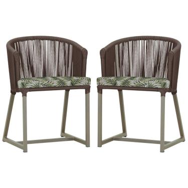 Imagem de 2 Cadeiras De Jantar Noronha Fendi Corda Náutica E5 Trama Marrom