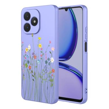 Imagem de HTXWXJC Capa de telefone para Realme C51, capa Realme C53 4G, capa Realme Note 50 à prova de choque flexível bumper TPU capa macia padrão flor capa para telefone Realme Note 50 Realme C53 flor roxa