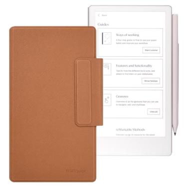 Imagem de RSAquar Capa para tablet Remarkable Paper Pro Move de 7,3 polegadas (2025) – Capa fólio rígida leve com hibernar/despertar automático, suporte de caneta embutido, capa protetora para livro (marrom)