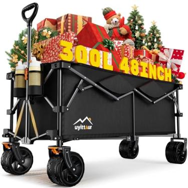 Imagem de Uyittour Vagão dobrável extra grande de 300 L, capacidade de carga de 199 kg, vagão de praia dobrável estendido, resistente, com rodas grandes para todos os terrenos, carrinho utilitário de jardim