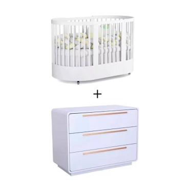 Imagem de Quarto Bebê Completo Com Berço E Cômoda Coleção Wave Divicar Branco