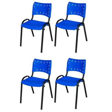 Imagem de Cadeira Iso Base Preto , Escritório Azul - Kit 4 Un