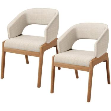 Imagem de Kit 02 Cadeiras De Jantar E Estar Living Estofada Lince L02 Linho Palha - Lyam Decor