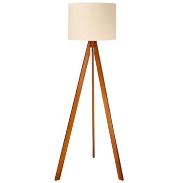 Imagem de Candeeiro De Pé Com TrêS Pernas E Abajur – Para Salas De Estar E Quartos. Candeeiro De Pé Plug-And-Play Para IluminaçãO Decorativa.(Amadeirado/Algodão)