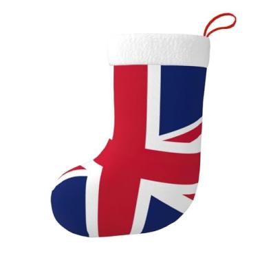 Imagem de SKKNT Meia de Natal com estampa de bandeira britânica, decoração de Natal, casa, festa, escritório, férias, lareira, meias penduradas