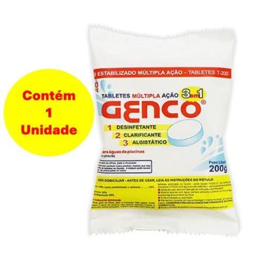 Imagem de Tablete Pastilha de Cloro Genco 200gr 3 em 1 Multi-ação