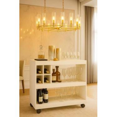 Imagem de Aparador Adega Bar Com Rodizios Ubatuba Bells Luxo - Cores - MJM Casa 
