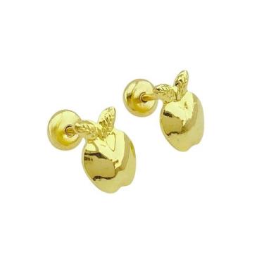 Imagem de Brinco Baby Maça Folheado a Ouro para Bebês e Crianças - Family Collec