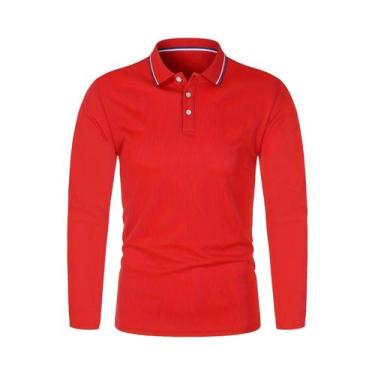 Imagem de Camisa Polo Masculina De Manga Longa Casual Respirável Confortável Par