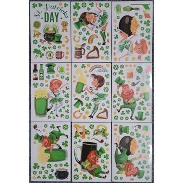 Imagem de Onebasispoint Dia de São Patrício Leprechaun Janela Adesivos Decorações, 9 Folhas 237 Peças Estáticas Reutilizáveis para Vidro Feriado Cerveja Irlandesa Ouro Trevo de Quatro Folhas Sorte Arco-íris