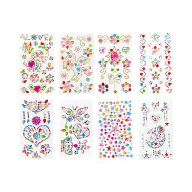 Imagem de Adesivos autoadesivos de strass em acrílico brilhante corações brilhantes formas mistas suprimentos de artesanato decorativo de vários tamanhos