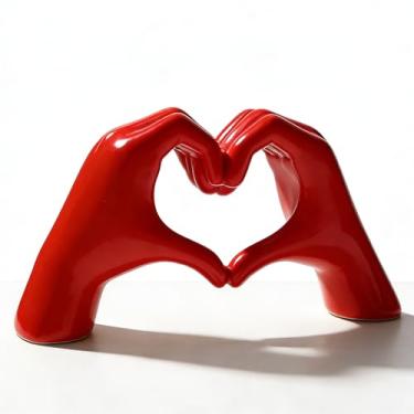 Imagem de Escultura de mãos de coração, decoração de sala de resina, estética, decoração de escritório e mesa, decoração de prateleira e mesa para estante de livros e quarto - casamento