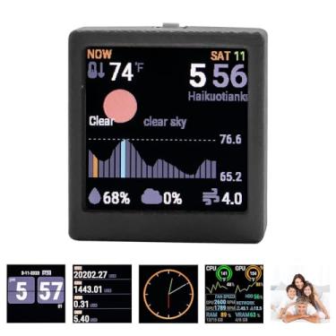 Imagem de Bitcoin Stock Ticker, relógio digital com visor de clima, temperatura e umidade, relógio WiFi para decoração de mesa, um presente criativo para marido, namorado ou mulher